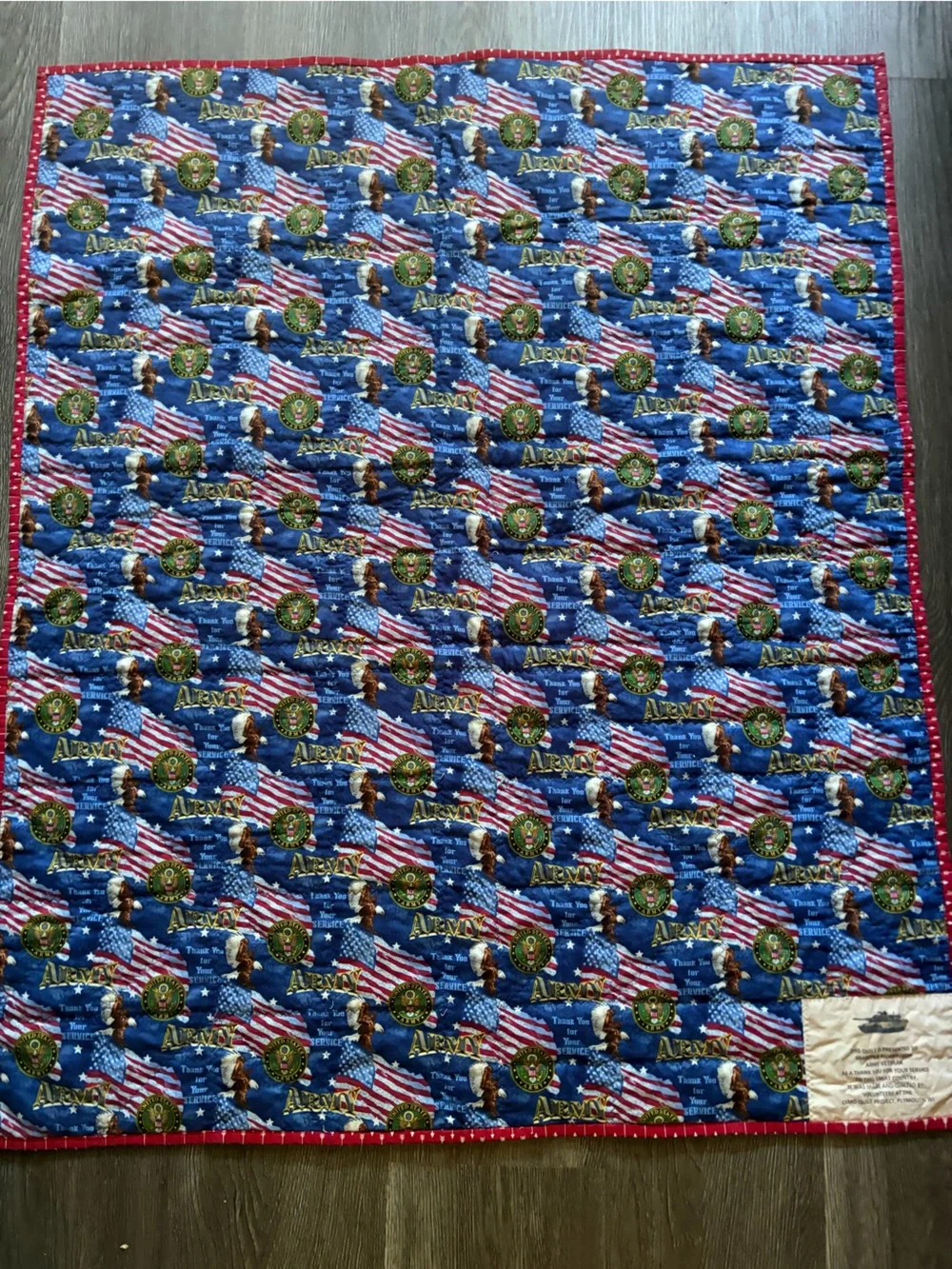 Handcrafted Red, White & Navy Patchwork Quilt - Classic Home Bedding